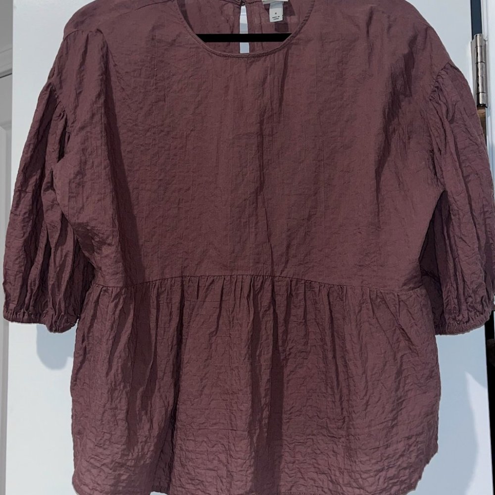 A New Day Women's Puff 3/4 Sleeve Top - Medium - Brown